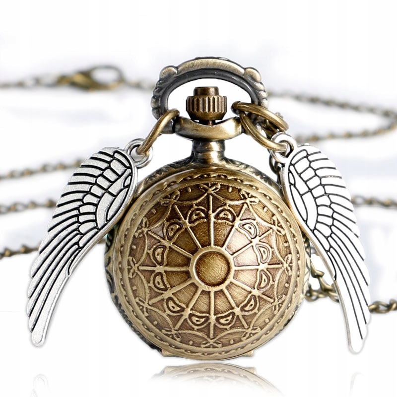 Naszyjnik Harry Potter zegarek złoty znicz skrzydełka medalion + łańcuszek