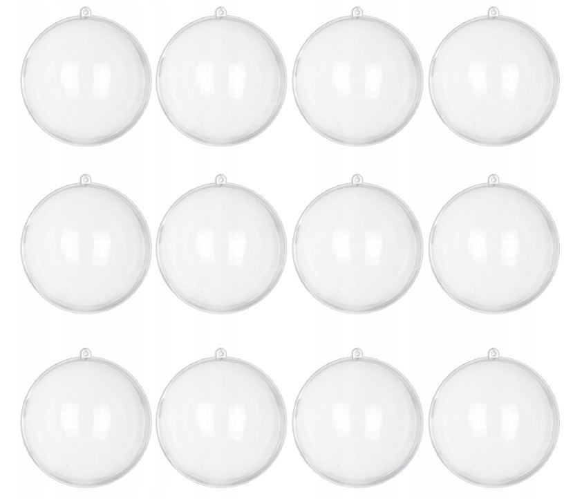 Mhec KULE AKRYLOWE przezroczyste BOMKI plastikowe 12cm 12szt