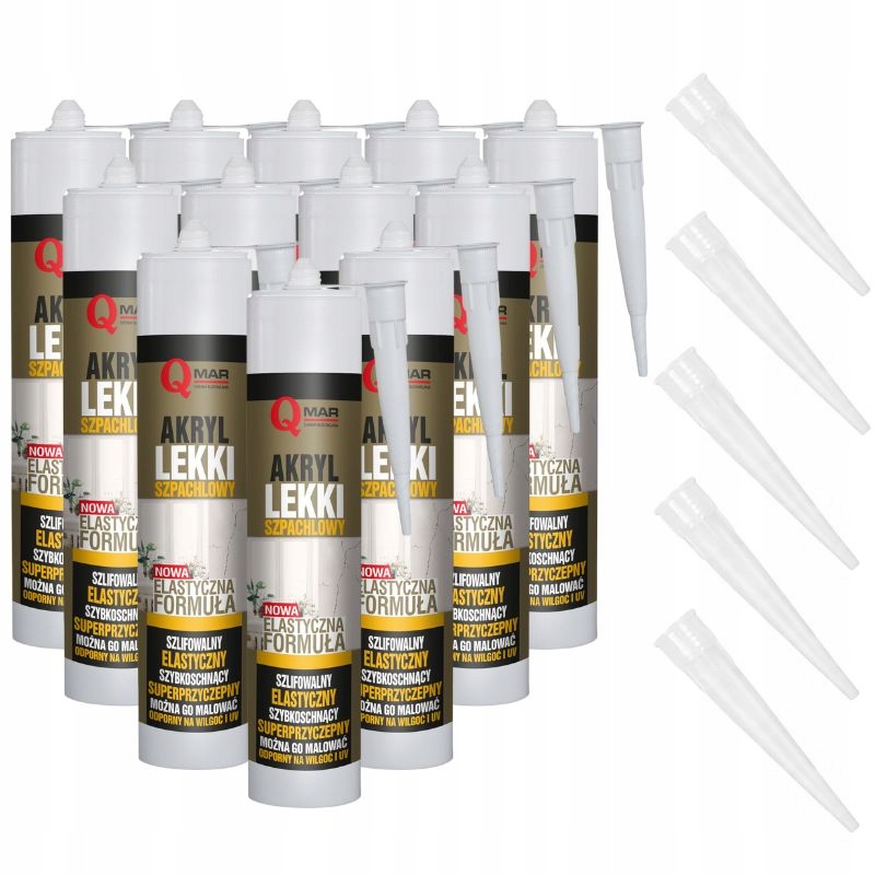 Akryl szpachlowy Lekki 300ml 12 sztuk + 5 Aplikatorów GRATIS QMAR