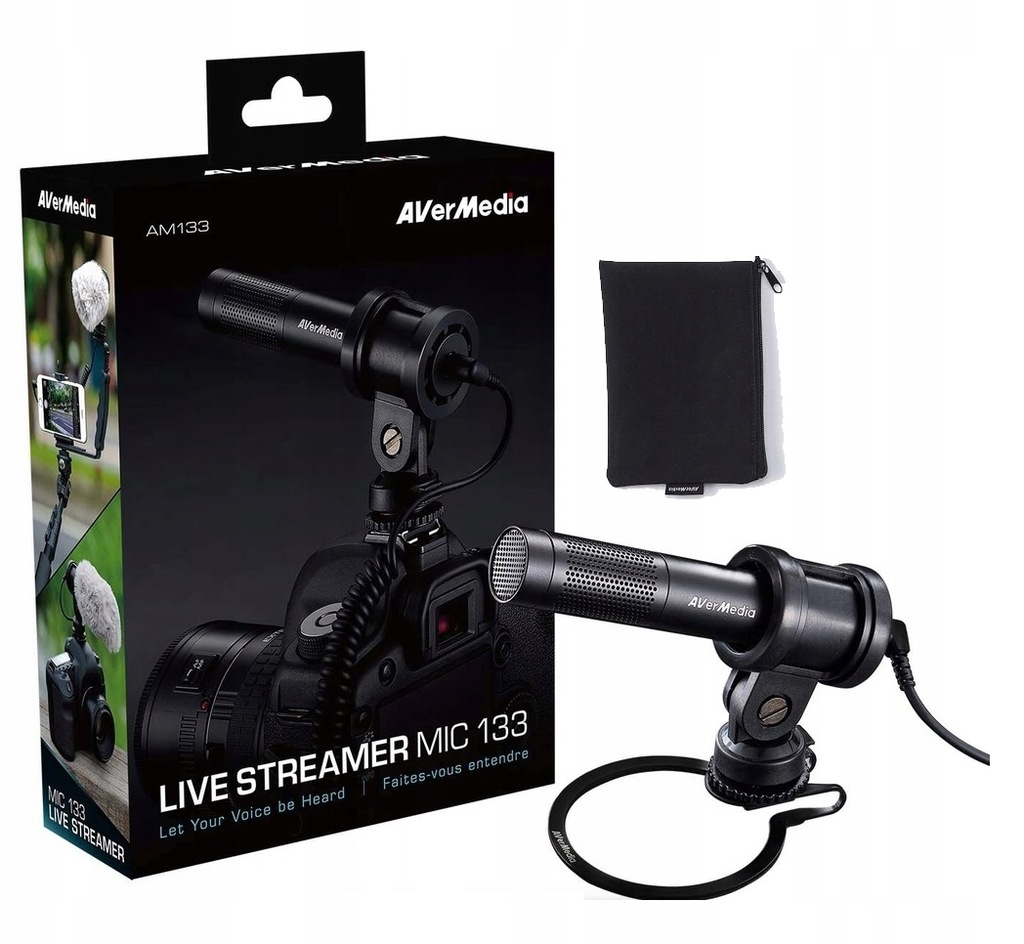 MIKROFON POJEMNOŚCIOWY AVERMEDIA LIVE STREAMER MIC 133 + POKROWIEC + STOJAK