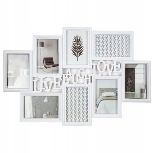 RAMKA 58x38 cm BIAŁA NA ZDJĘCIA 10x15 cm KOLAŻ na 8 szt ZDJĘĆ