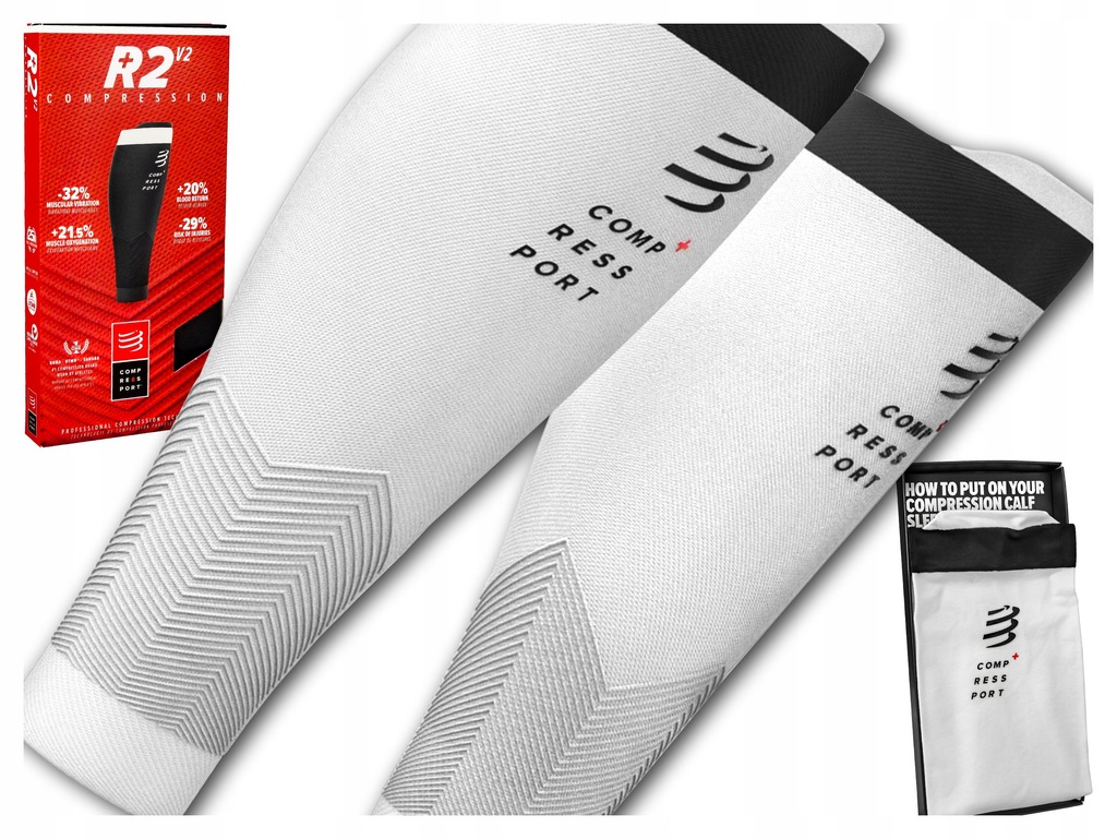 COMPRESSPORT R2V2 OPASKI KOMPRESYJNE BIAŁE / T3