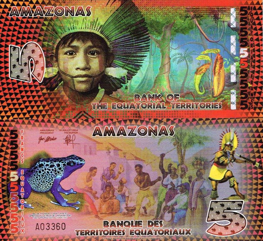 TERYTORIA RÓWNIKOWE 5 FRANCS AMAZONIA (Pamiątkowy)