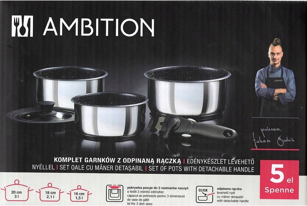 ZESTAW GARNKÓW Z ODPINANĄ RĄCZKĄ AMBITION 5 ELEM - 12766006315