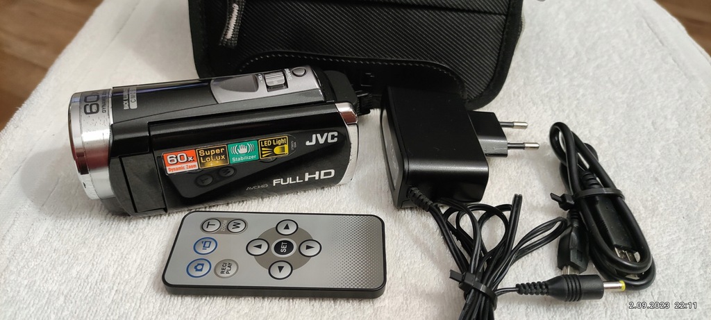Kamera Video JVC GZ-E305BE GZ-E305 Full-HD AVCHD Czarna Torba ŁADNA