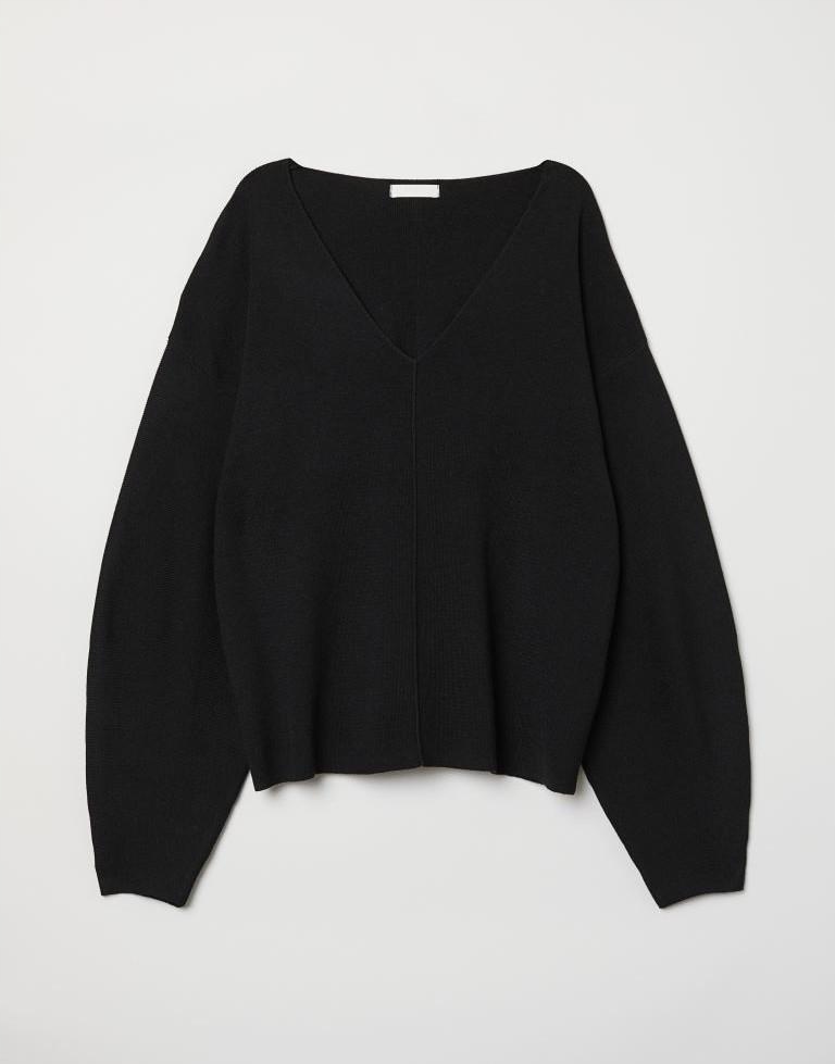 22S049 H&M__MJ9 CZARNY SWETER V-NECK__M