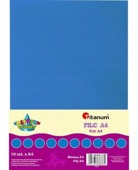 Filc dekoracyjny A4 niebieski 2mm gramatura 200g