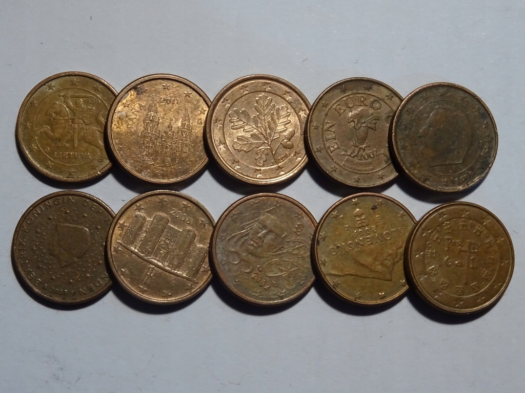 10 monet Europa 1 eurocent ciekawy mix-N084