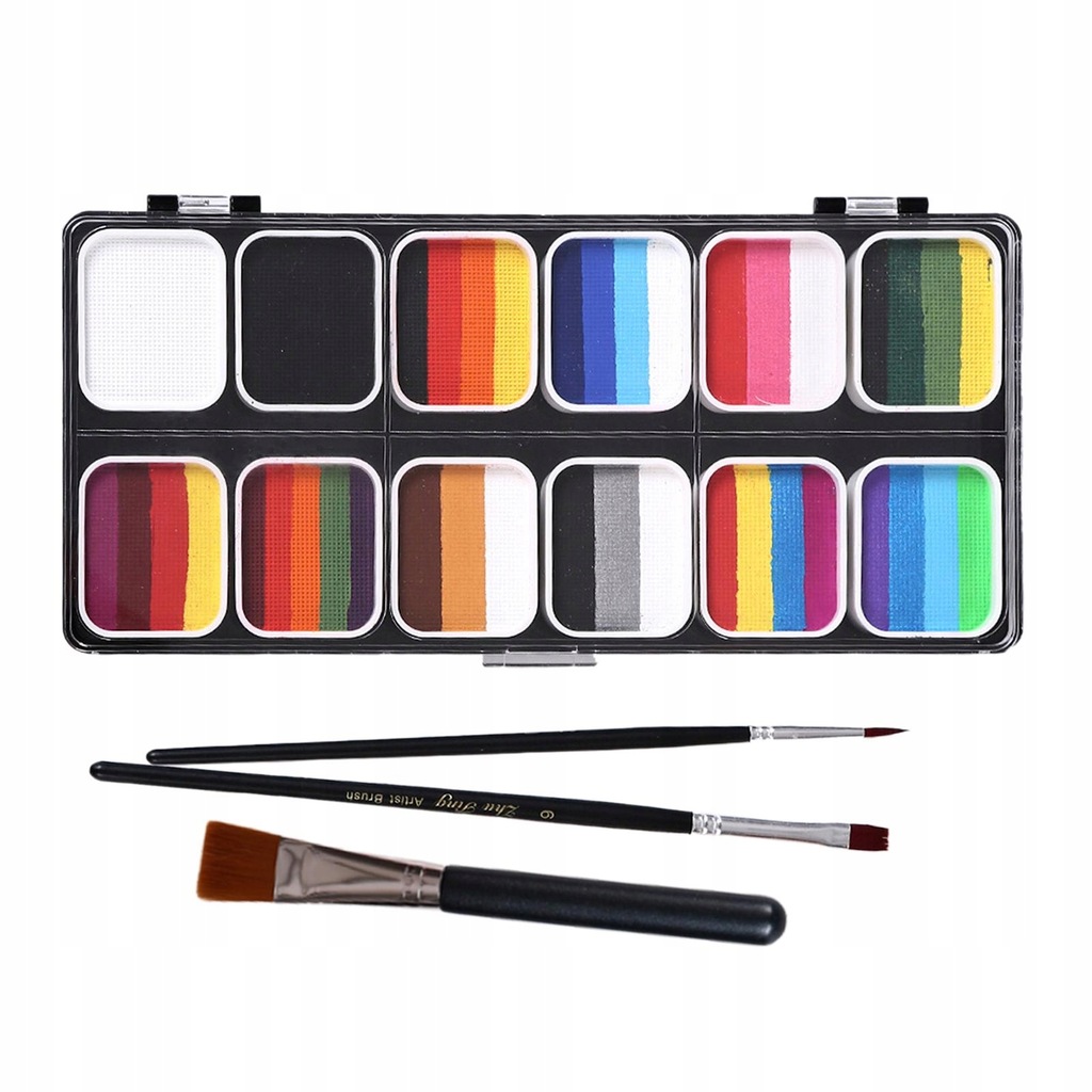 Face Body Paint Set with 3 Brushes Painting Supplies Cosmetic Palette for