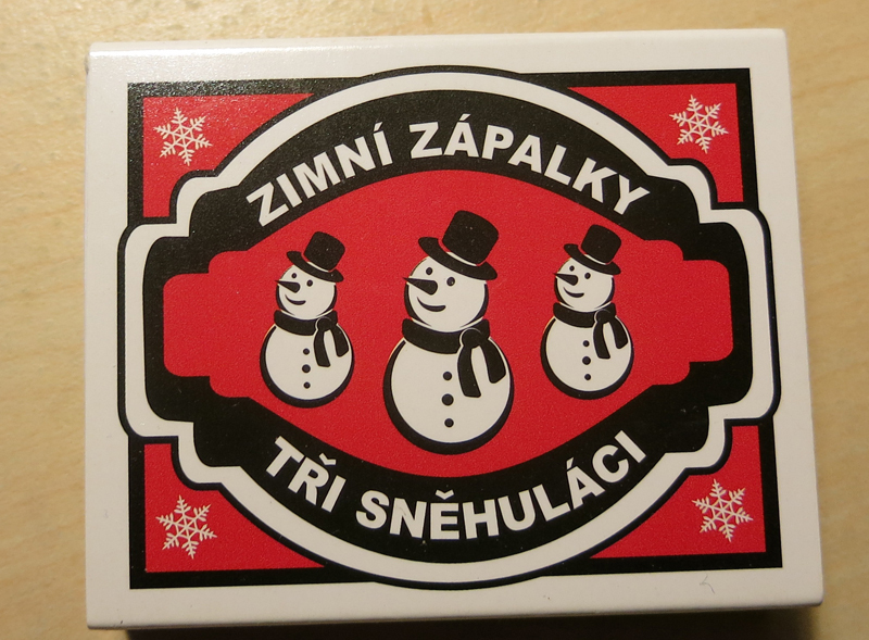 zimowe czeskie zapałki z bałwankami