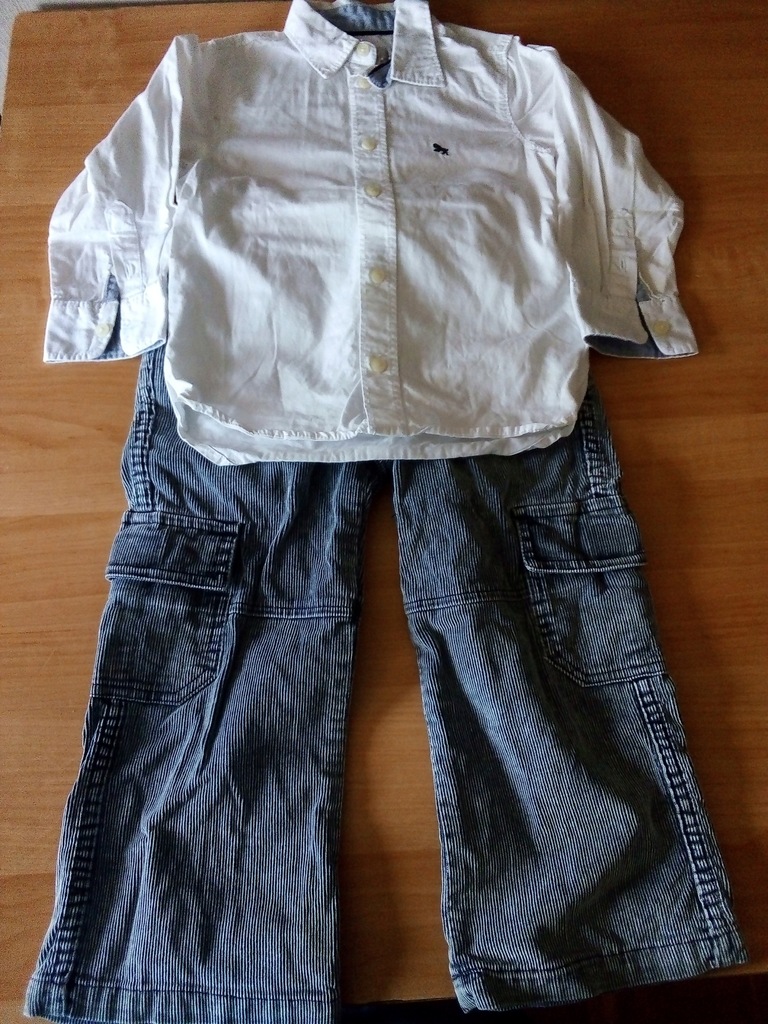 Koszula biała galowa i spodnie sztruksowe r.98-104