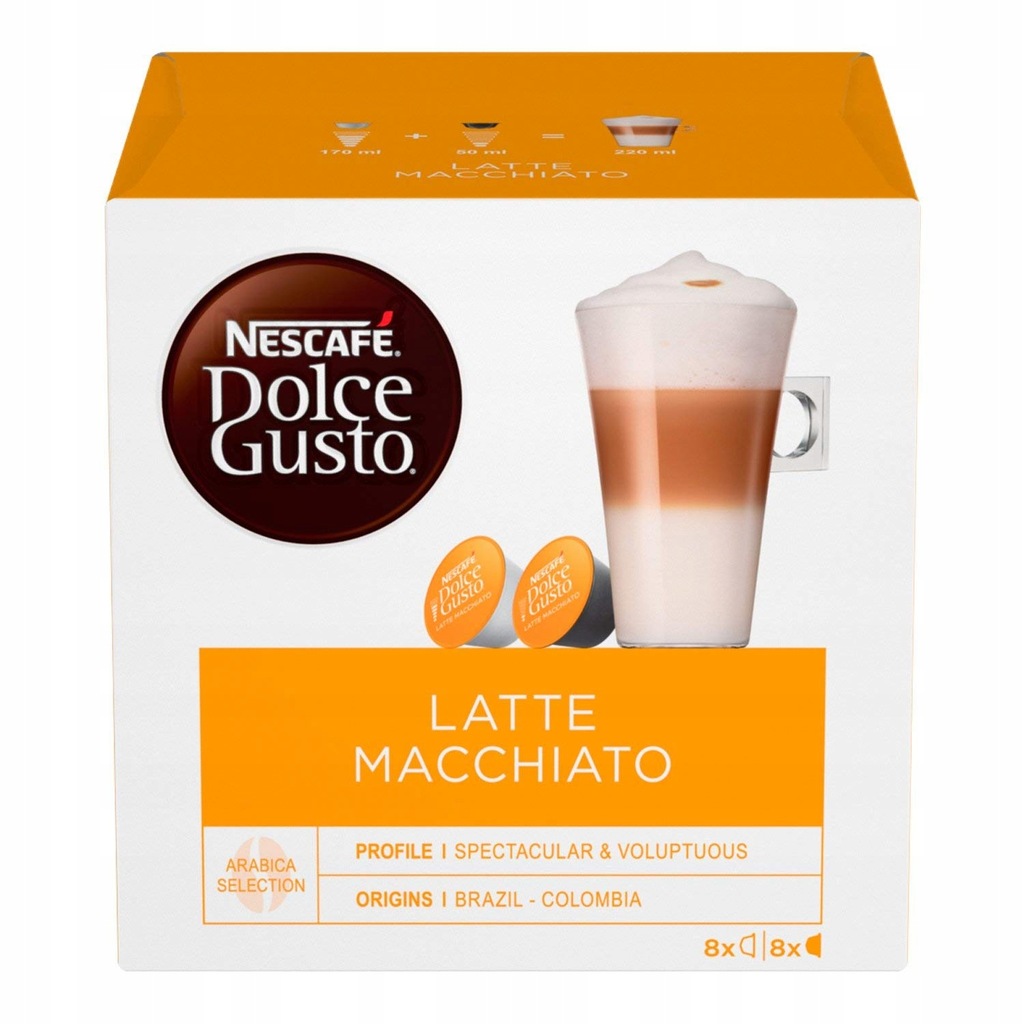 KAPSUŁKI NESCAFE DOLCE GUSTO LATTE MACCHIATO 16 szt. Z NIEMIEC