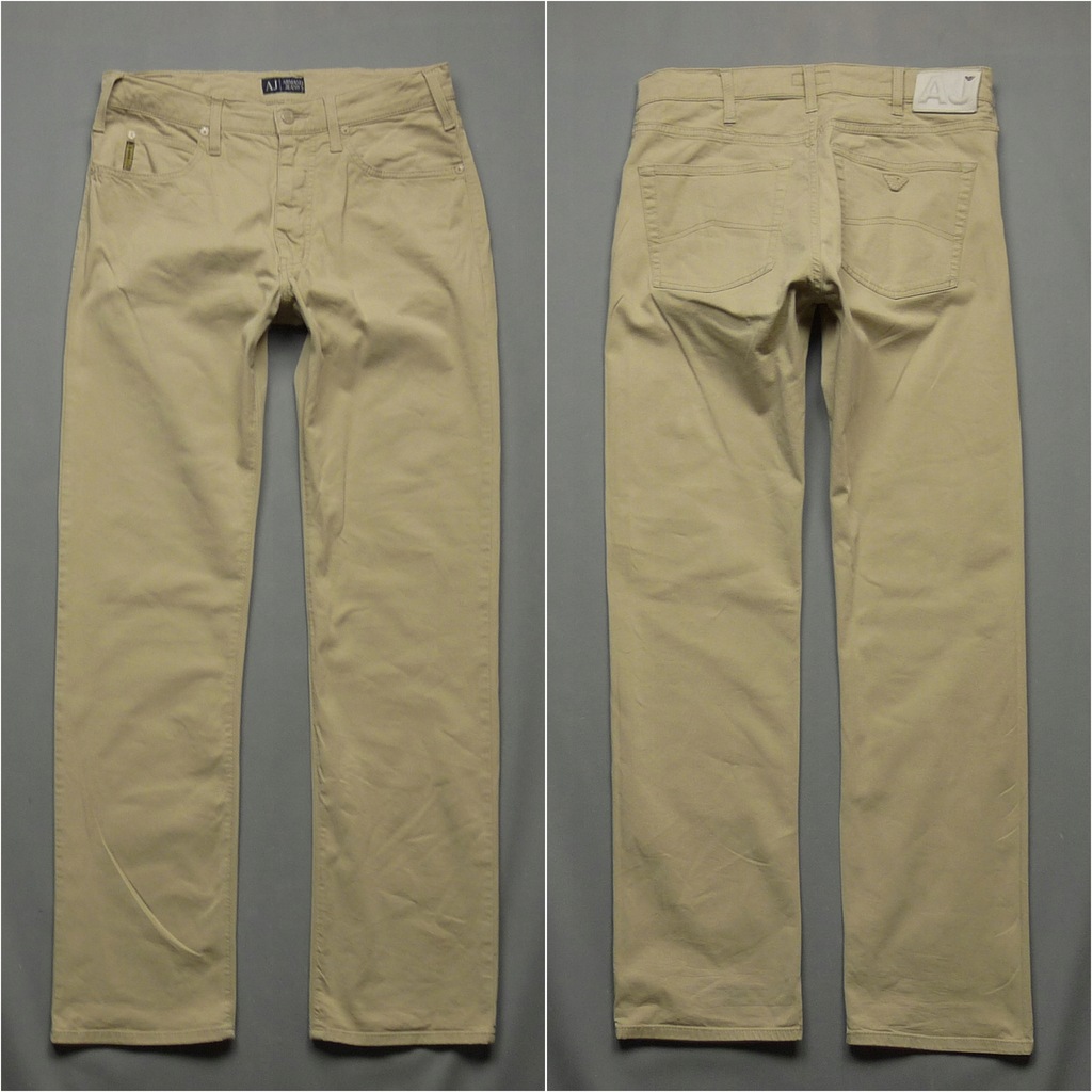 ARMANI wiosenne zwężane beżowe spodnie W32 L34