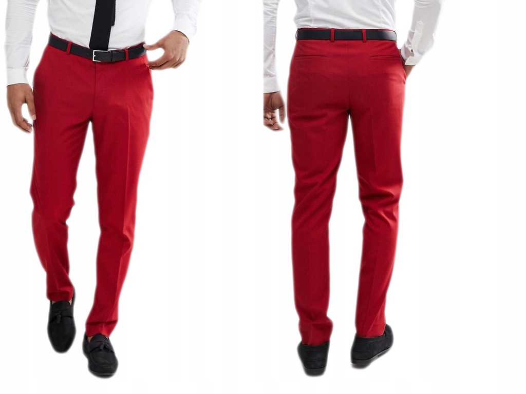 Czerwone Spodnie Eleganckie Na Kant W30 L32