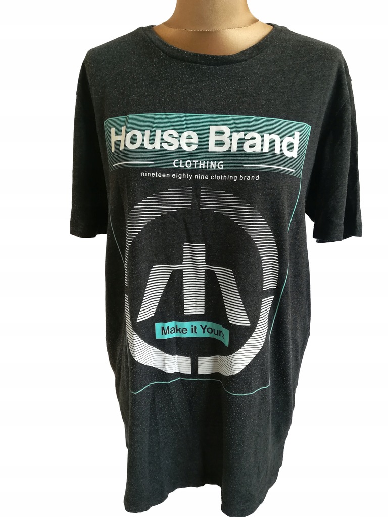 L-XL T-SHIRT MĘSKI HOUSE BRAND SZARY XL B46