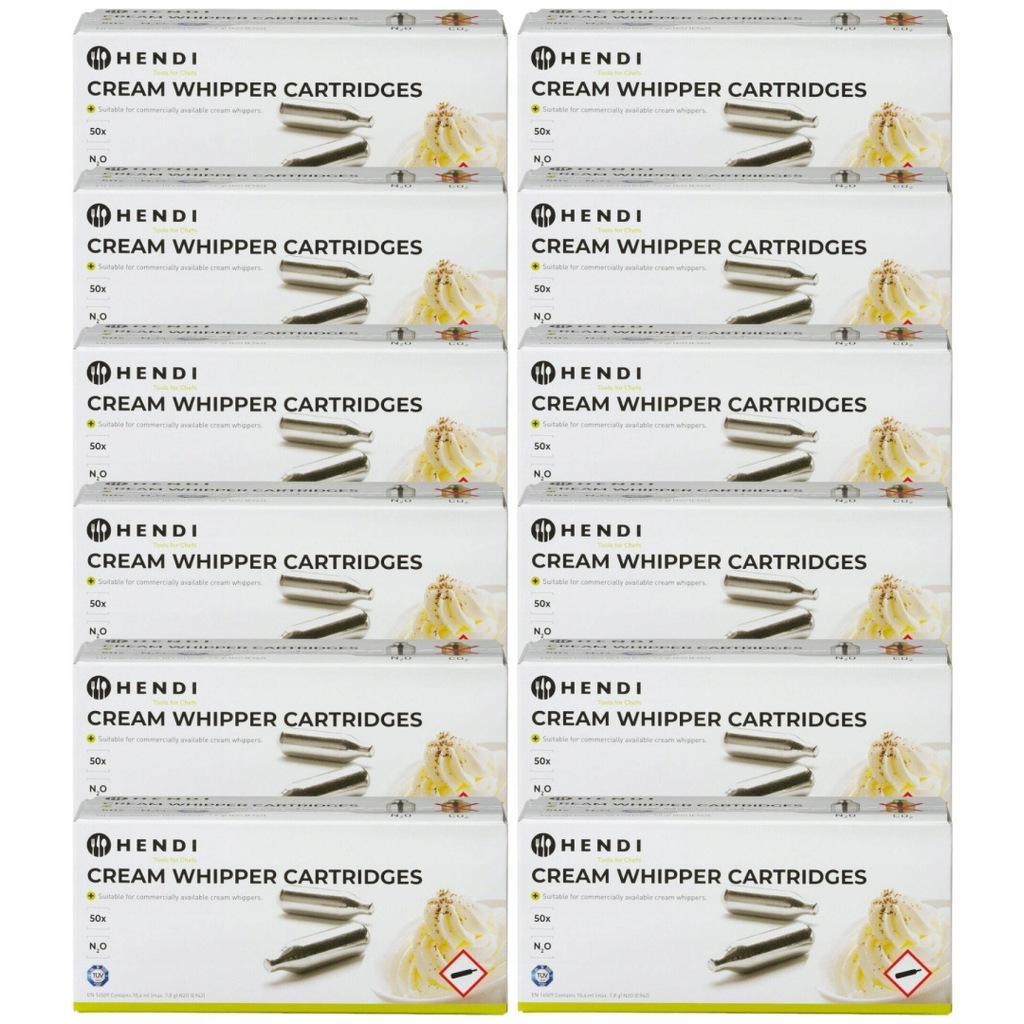 NABOJE N2O HENDI BITEJ ŚMIETANY SYFONU 600 SZTUK CAŁY KARTON