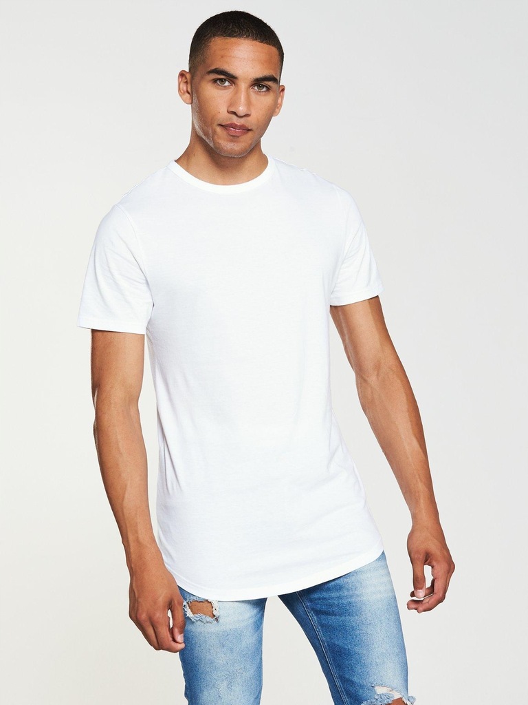 RIVER ISLAND BIAŁY DŁUGI T-SHIRT MĘSKI__L_6K__VXE