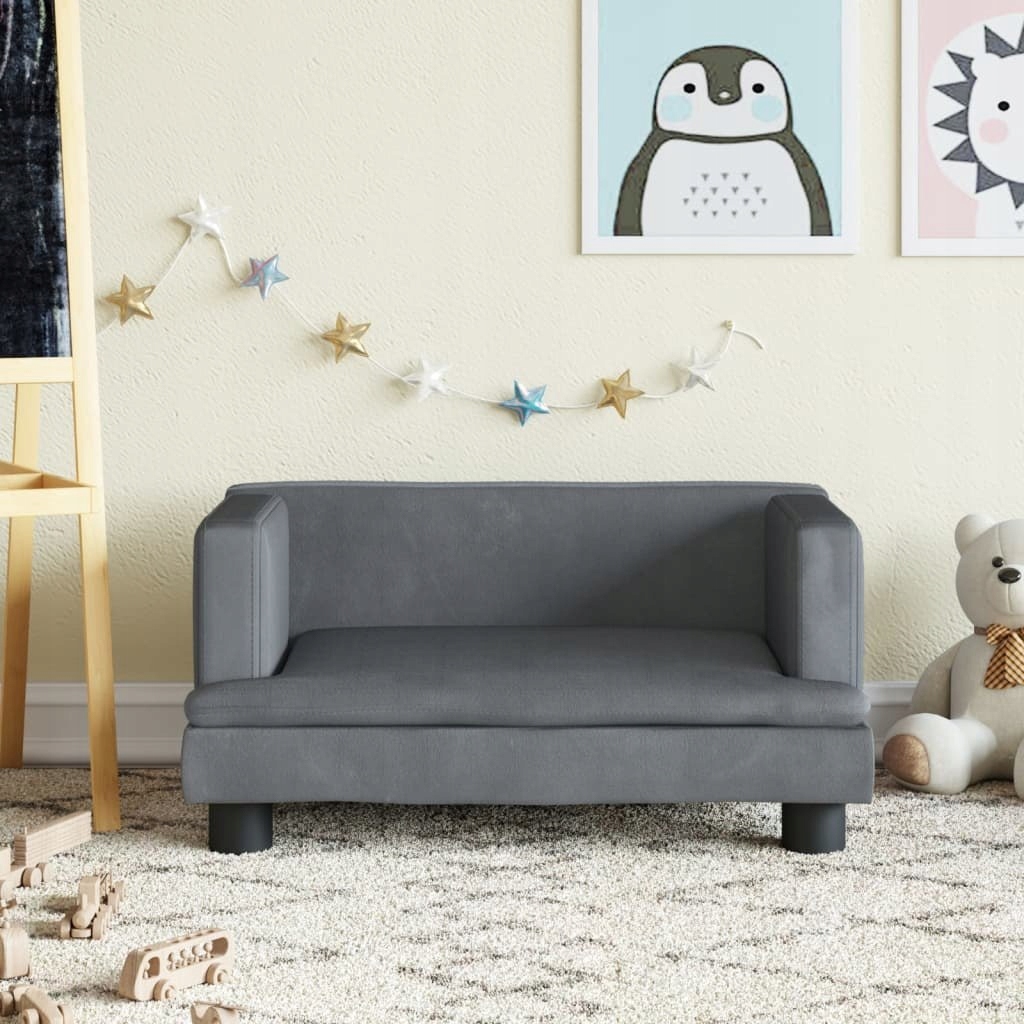 VidaXL Sofa dla dzieci, ciemnoszara, 60x40x30 cm,