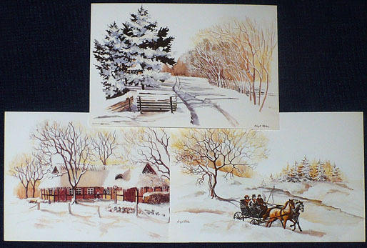 Zima -trzy duńskie pocztówki z krajobrazem zimowym