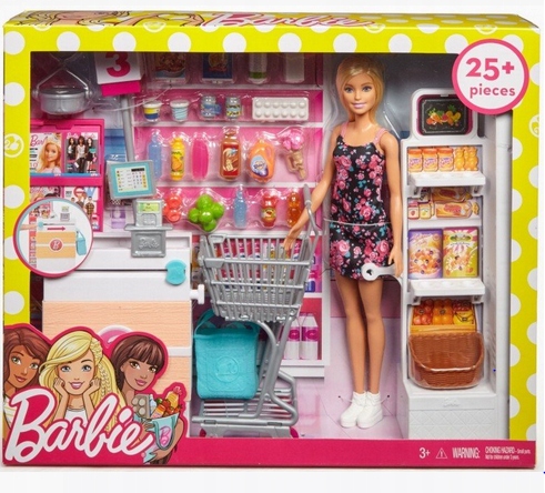 Mattel zestaw Supermarket + Lalka BARBIE FRP01