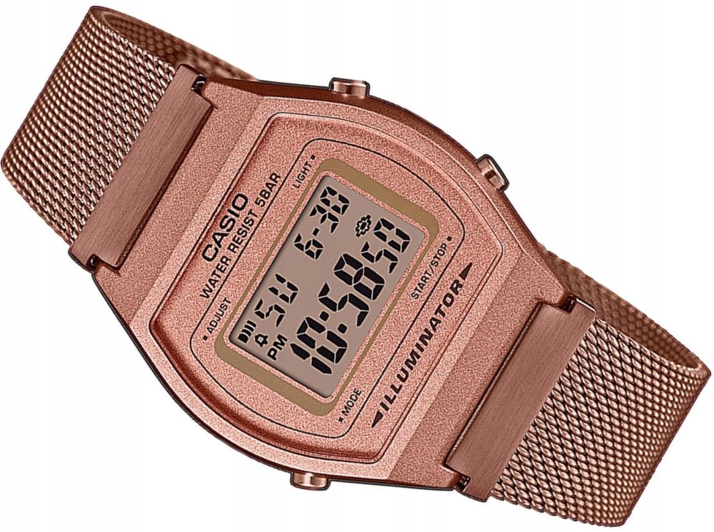 MODNY RETRO ZEGAREK CASIO B640WMR MESH ROSE GOLD