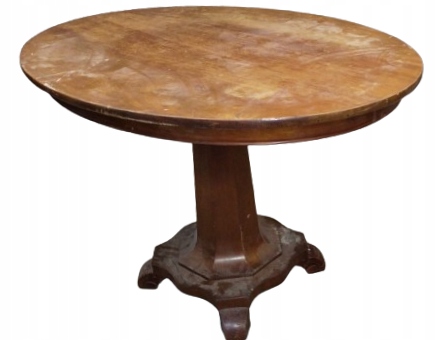 Owalny stół mahoniowy biedermeier XIXw. noga ośmiokątna do krzeseł sofy