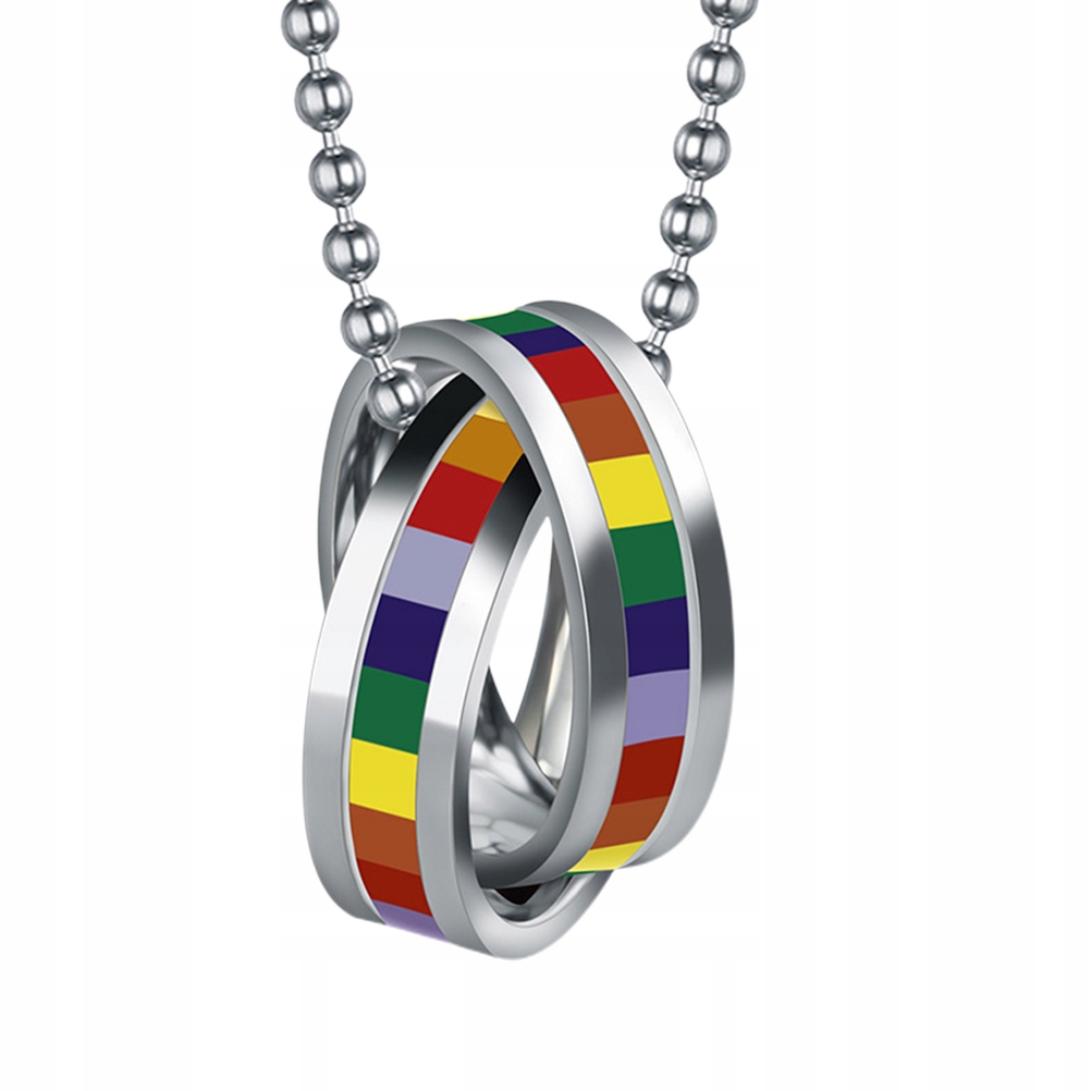 Rainbow Necklace Couple Ring Shaped Neck Pendant H