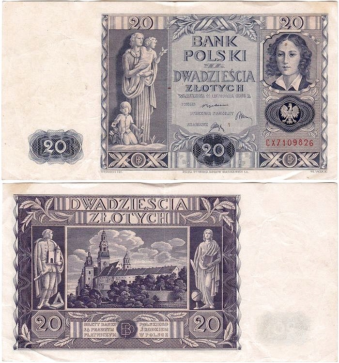 20 Złotych 11.11.1936, Ser. CX, Mił. 76