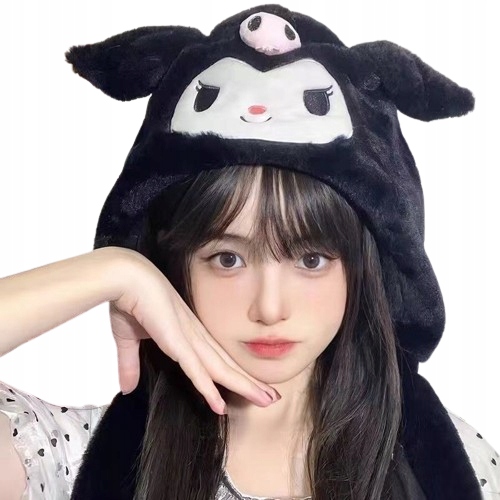 SANRIO KUROMI CZAPKA RUCHOME USZY ŚWIECI ŁAPKI