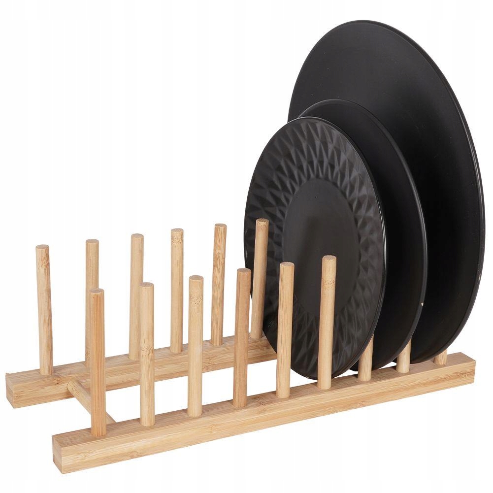 Praktyczny Stojak Organizer na Pokrywki Talerze Bambusowy itp. 34x12,5x12cm