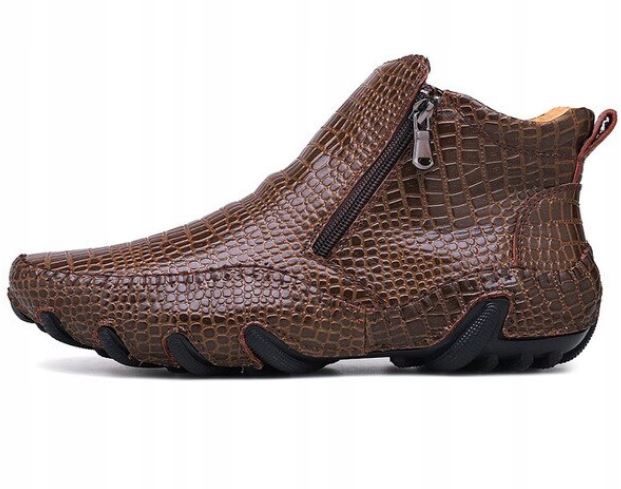 Męskie Zimowe Skórzane Wytrzymałe Botki 47