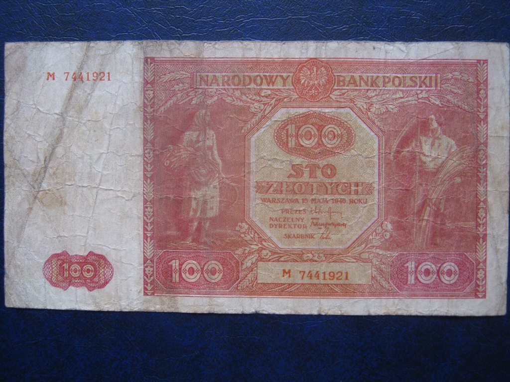 100 ZŁOTYCH 1946 - SERIA M - BANKNOT.