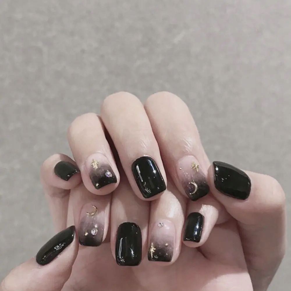 24pcs/Box Black Style False Nails Art Detachable S