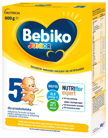 Bebiko JUNIOR 5 NUTRIflor Expert Mleko Modyfikowane powyżej 2,5 roku 600g