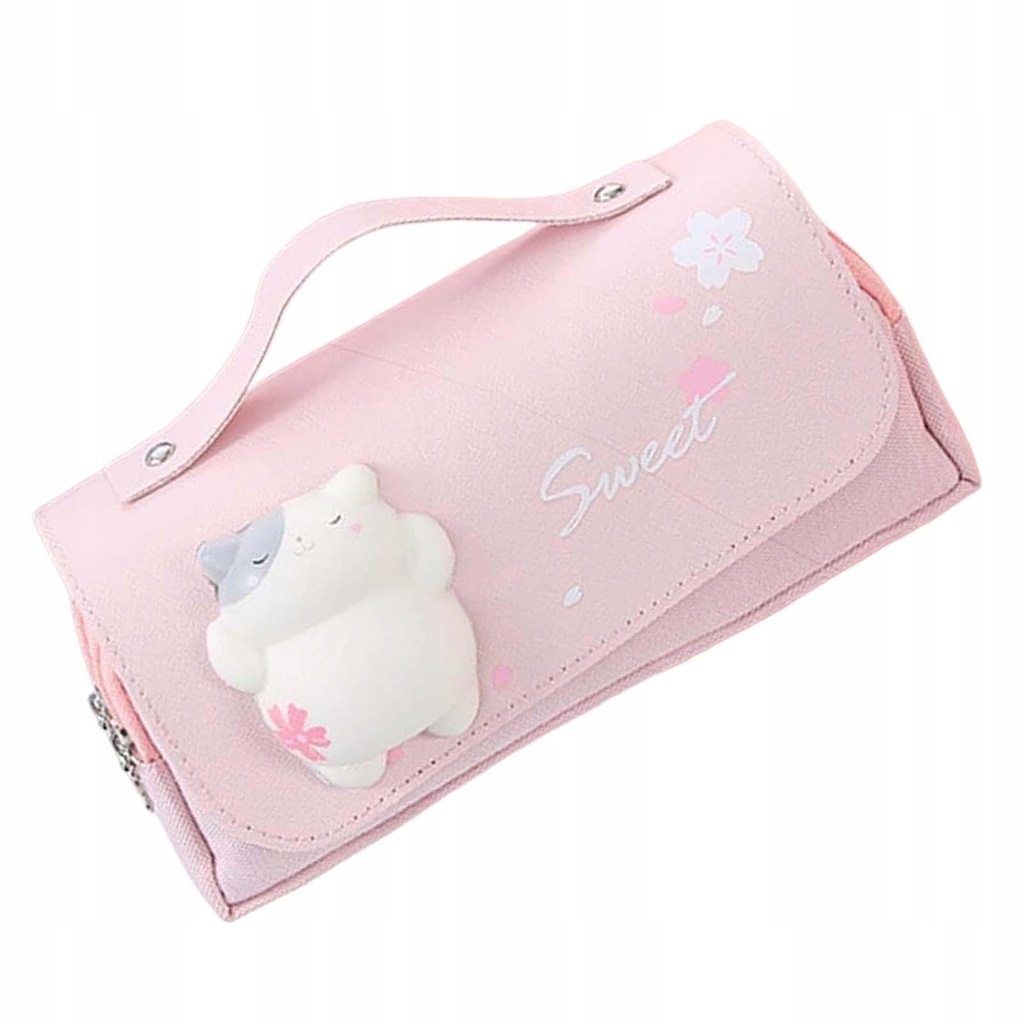 Three Layer Pencil Case Cute Hand Held C Pink