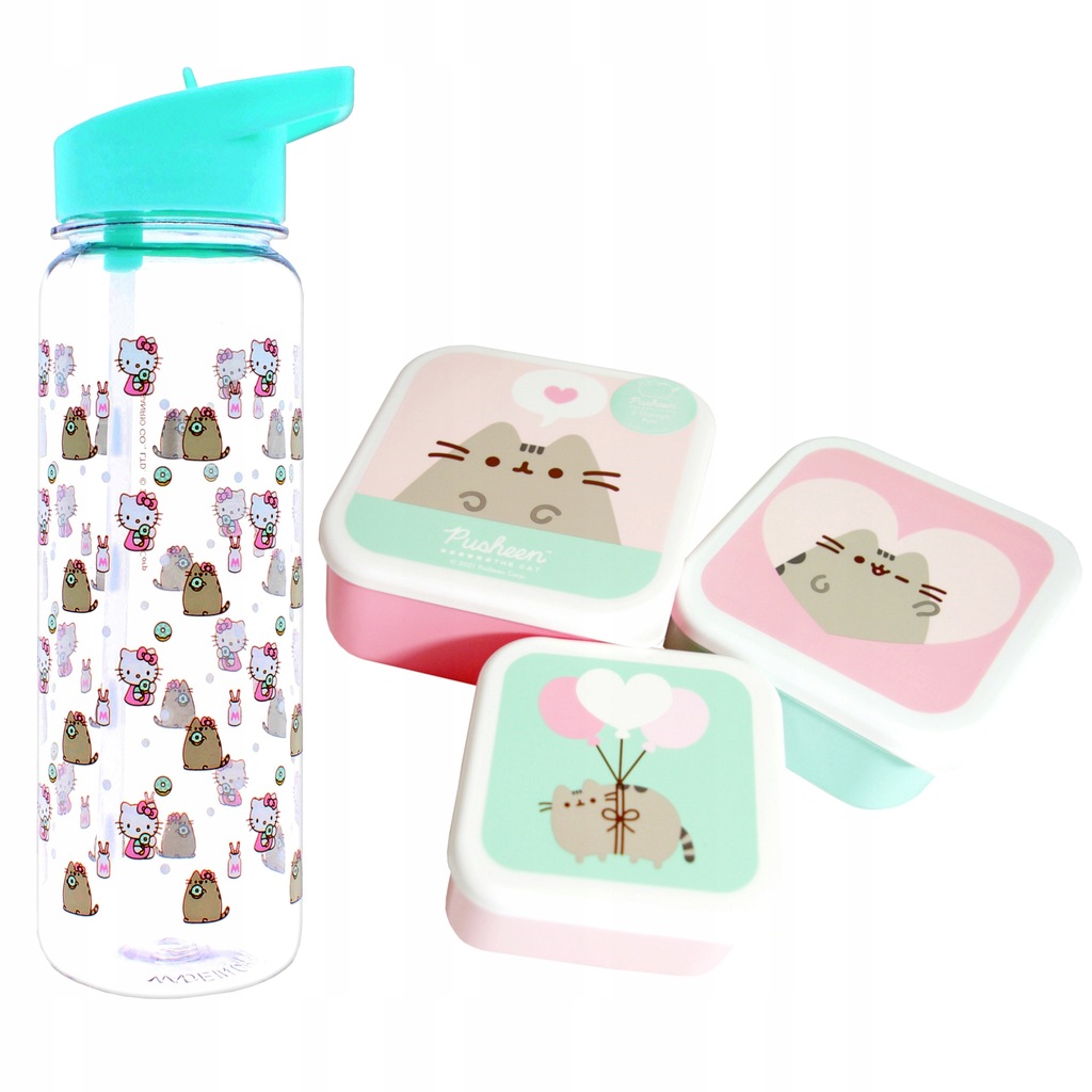 PUSHEEN śniadaniówka, lunchbox i BIDON niekapek