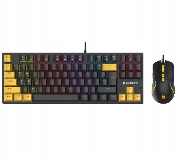 Mysz i klawiatura Tracer Gamezone Hornet87 Czarno-żółty Zestaw przewodowy