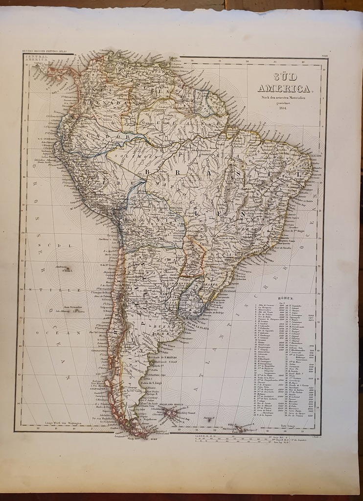 Mapa Sud America 1854 r