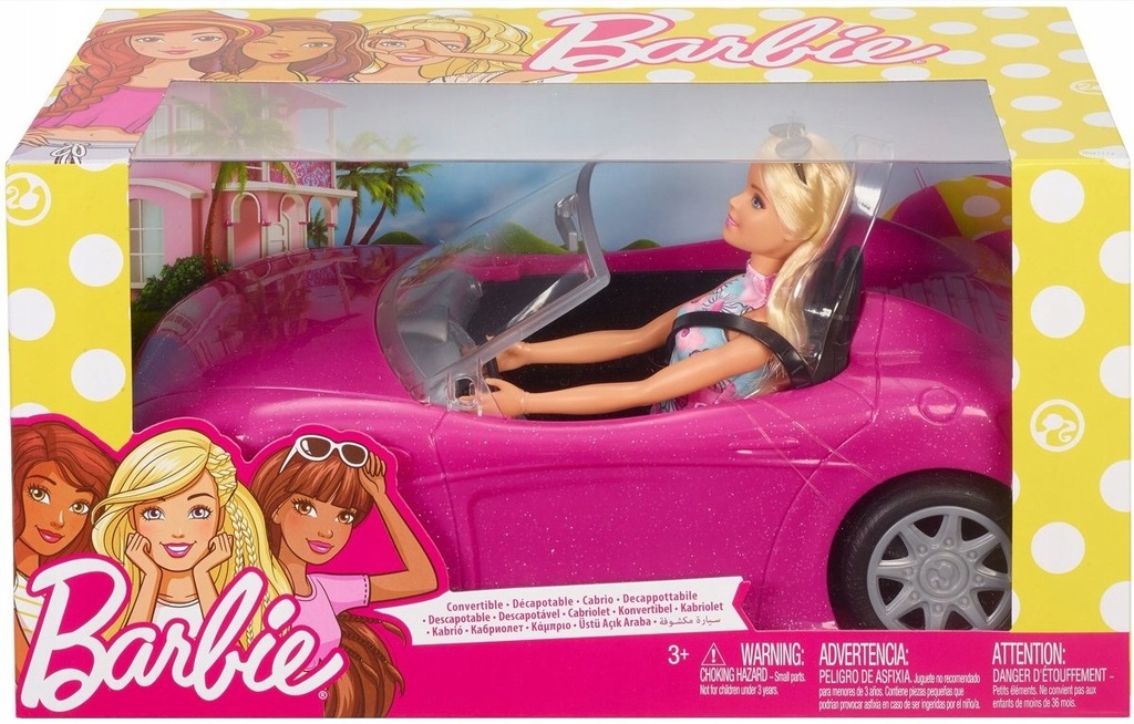 RÓŻOWY KABRIOLET SAMOCHÓD AUTO BARBIE+LALKA FPR57