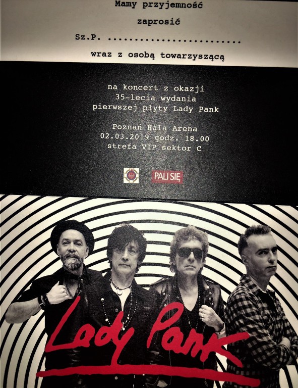 Koncert Lady Pank Poznań 2.03.19 VIP 2-os