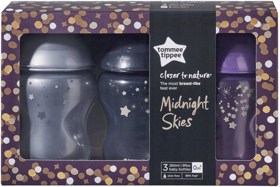 Tommee Tippee Butelka Midnight skies 0m+ 3x260ml