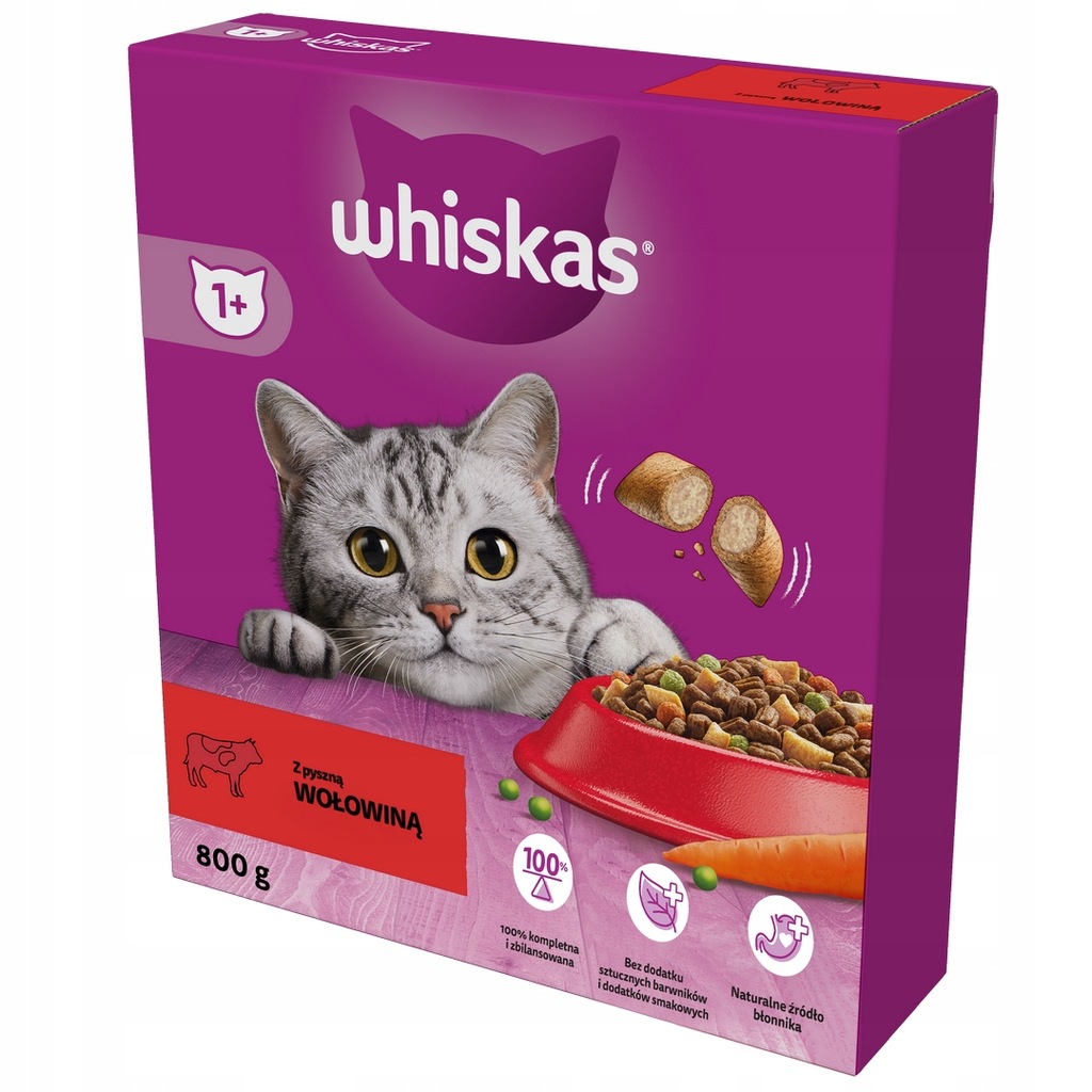 WHISKAS ADULT - Sucha karma dla dorosłych kotów kota z wołowiną 800 g