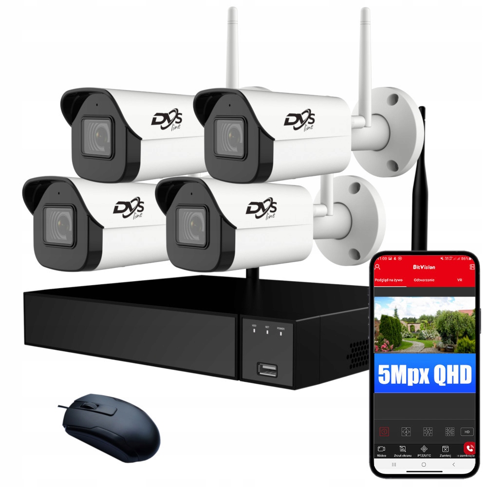 MONITORING BEZPRZEWODOWY IP 4 KAMERY 5MPX WIFI