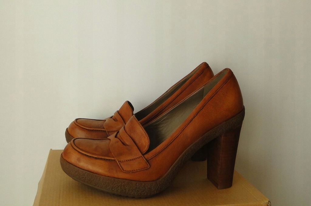 Buty ECCO Leather Wysoki Obcas Leather Brown