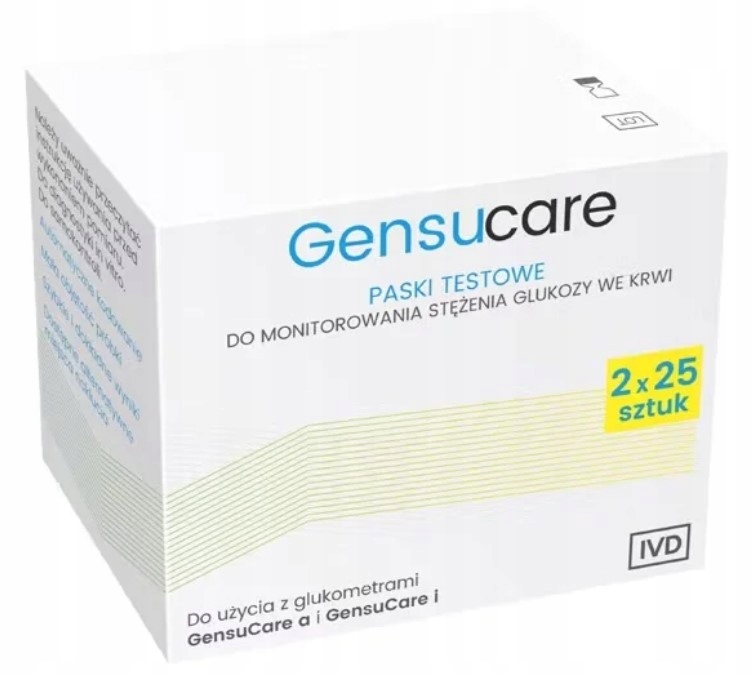 Gensucare paski testowe, 50 sztuk do monitorowania stężenia glukozy we krwi