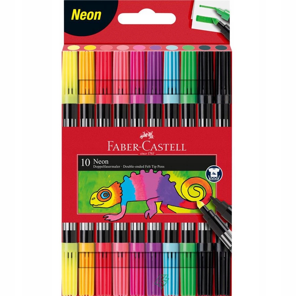 Flamastry dwustronne NEON 10 kolorów 151109 Faber-