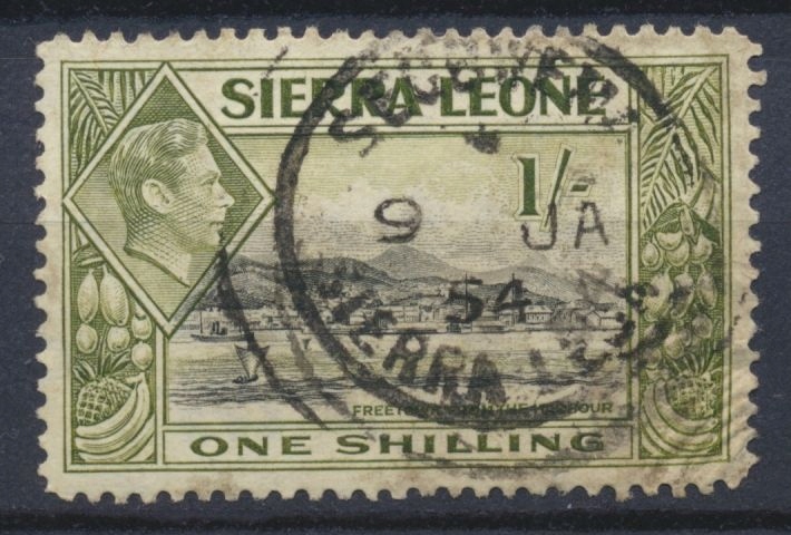 Sierra Leone - 1sh One Shilling Kolonie Owoce Łódki Góry Domy Król Jerzy VI