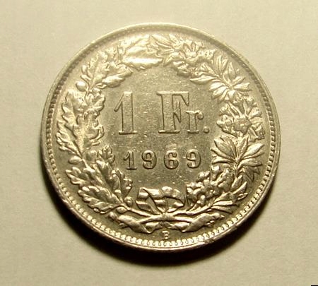 1 frank 1969 r. Szwajcaria