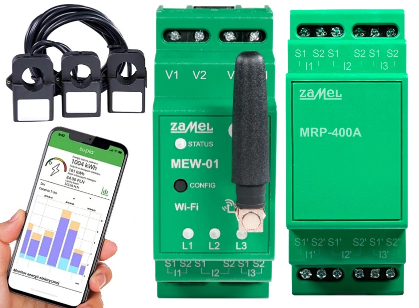 Monitor Licznik Energii Prądu WiFi 400A 3F SUPLA