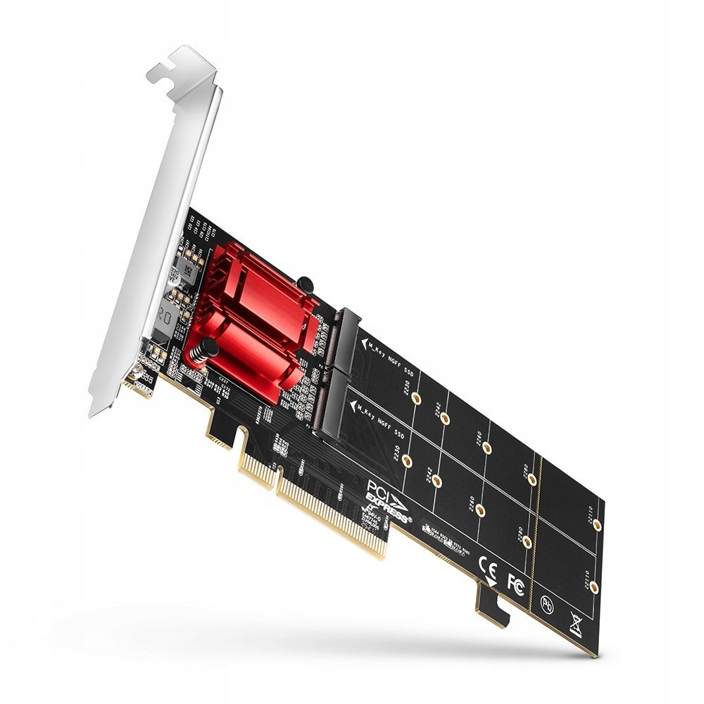 PCEM2-ND Kontroler PCIe x 8, 2x slot M.2 NVMe M-key RAID wsparcie dla p